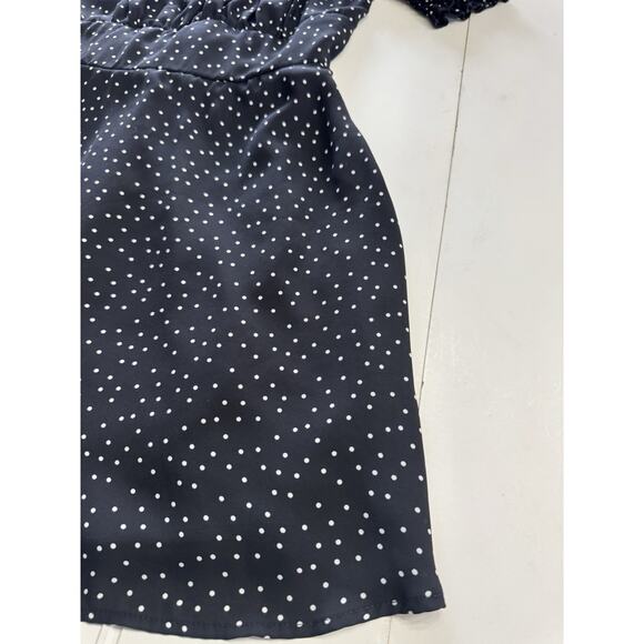 Trixxi Women’s Flare Square Neck Dress Black Polka Dot Small Ruffle Smocked - Picture 2 of 9